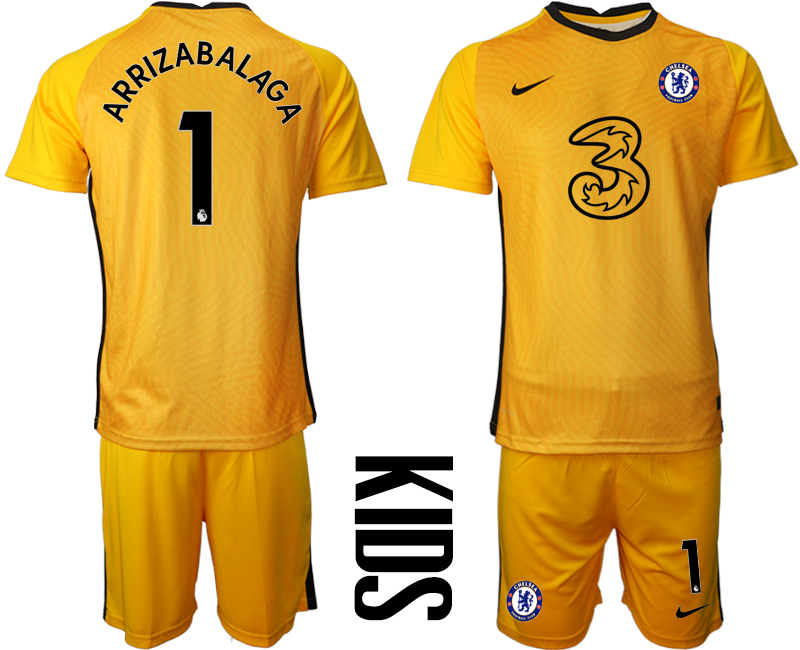 2021 Chelsea yellow goalkeeper Youth #1 soccer jerseys